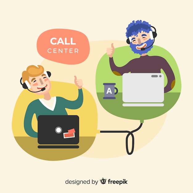 Design dell'agente call center in stile piatto Vettore gratuito