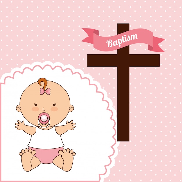 Design dell'invito battesimo Vettore Premium