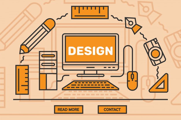Design grafico a linea piatta Vettore Premium