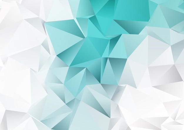 Design low poly con colori verde acqua e argento Vettore gratuito