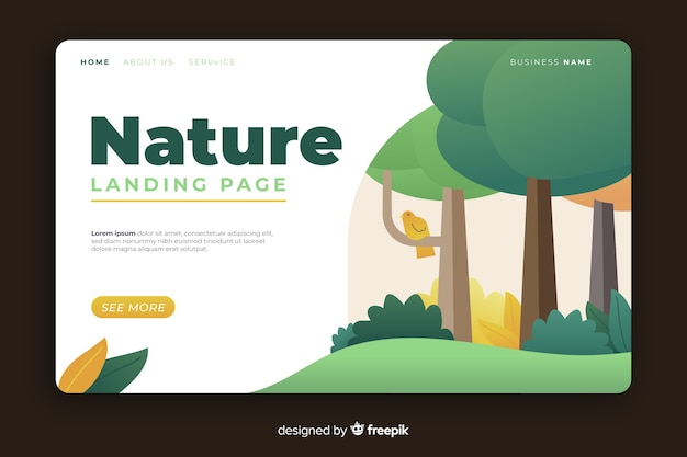 Design piatto per la pagina di destinazione della natura Vettore gratuito