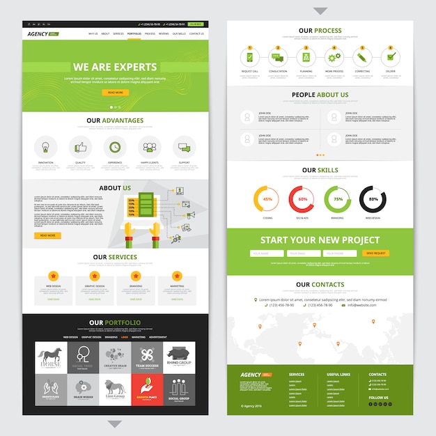 Design verticale della pagina web impostato con nuovi simboli di progetto Vettore gratuito