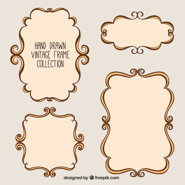 Disegnati a mano cornici d'epoca Vettore gratuito