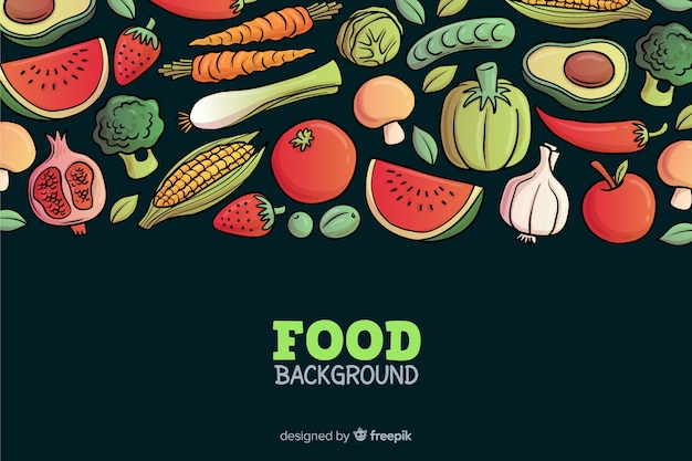 Disegnato a mano delizioso cibo sfondo Vettore gratuito