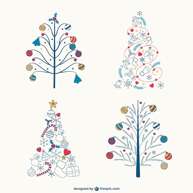 Disegni Di Alberi Di Natale Colorati.Disegni Colorati Alberi Di Natale Vettore Gratis