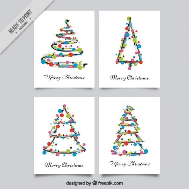 Cartoline Di Natale Da Stampare.Disegno A Mano Cartoline Di Natale Con Cerchi Colorati Vettore Gratis