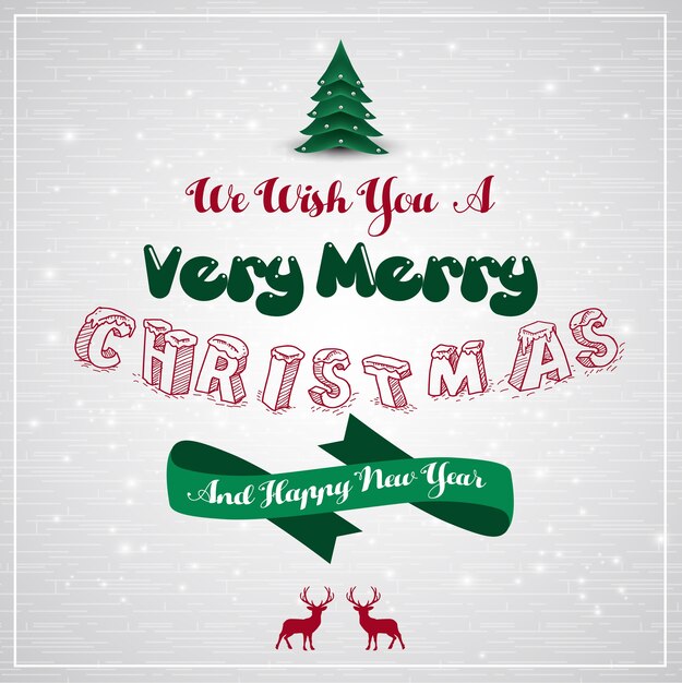 Auguri Di Buon Natale We Wish.Disegno Di Cartolina D Auguri Di Buon Natale E Felice Anno Nuovo Vettore Premium