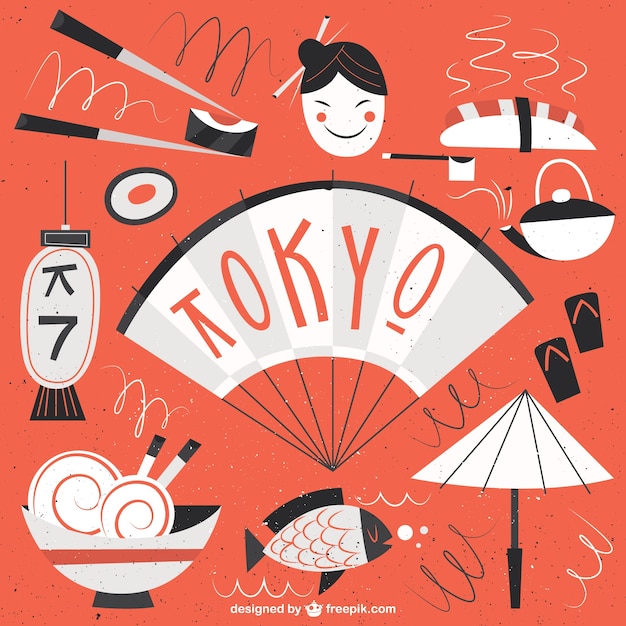 Divertente tokyo illustrazione Vettore gratuito