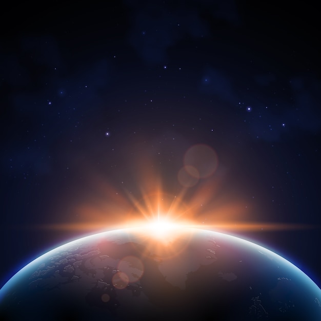 Effetto luce alba della terra Vettore gratuito