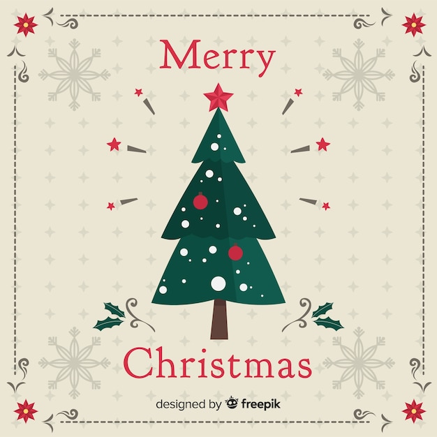 Immagini Natale Vintage Gratis.Elegante Albero Di Natale Con Design Vintage Vettore Gratis