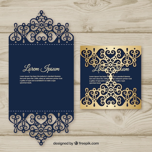 Elegante carta con taglio laser e dettagli in oro Vettore gratuito