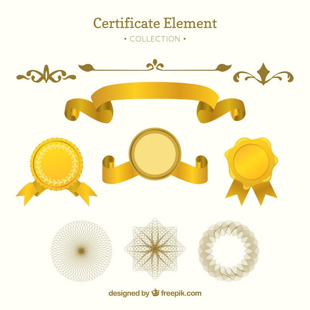 Elegante collezione di elementi certificati con design piatto Vettore gratuito
