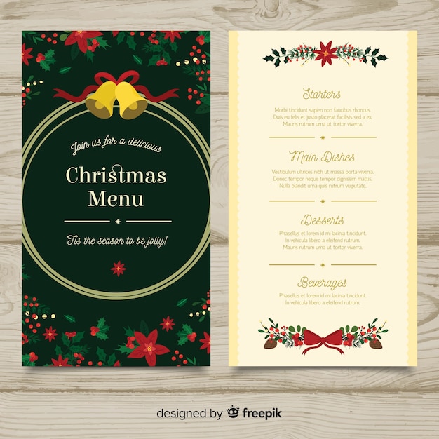 Modello Menu Di Natale Da Stampare.Elegante Modello Di Menu Di Natale Con Stile Vintage Vettore Gratis