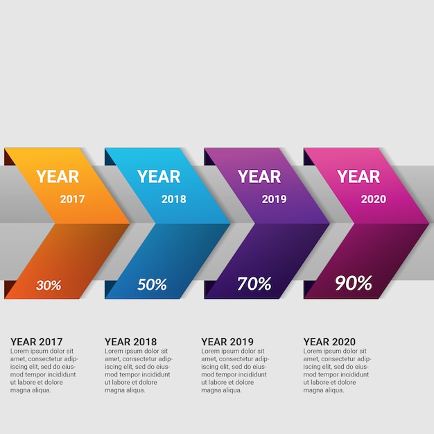 Elemento di business gradiente infografica con 4 opzioni o passaggi Vettore Premium