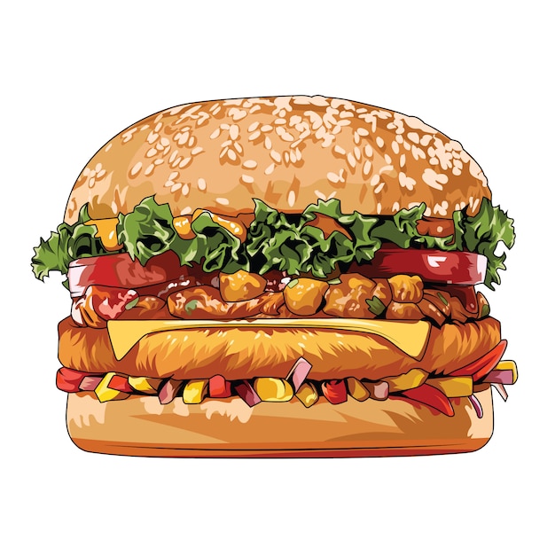 Elemento di vettore di cibo spazzatura di hamburger di cibo di strada Vettore Premium