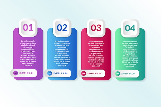 Elenco progettazione infografica con 4 elenchi informazioni Vettore Premium