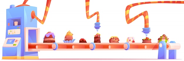 Fabbrica di caramelle, produzione di cioccolato Vettore gratuito