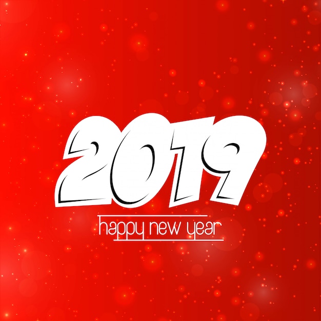 Felice anno nuovo 2019 design con sfondo rosso Vettore gratuito
