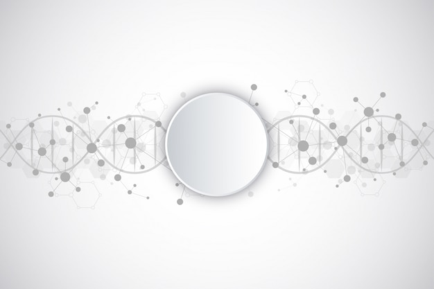 Filamento del dna e struttura molecolare. ingegneria genetica o ricerca di laboratorio Vettore Premium