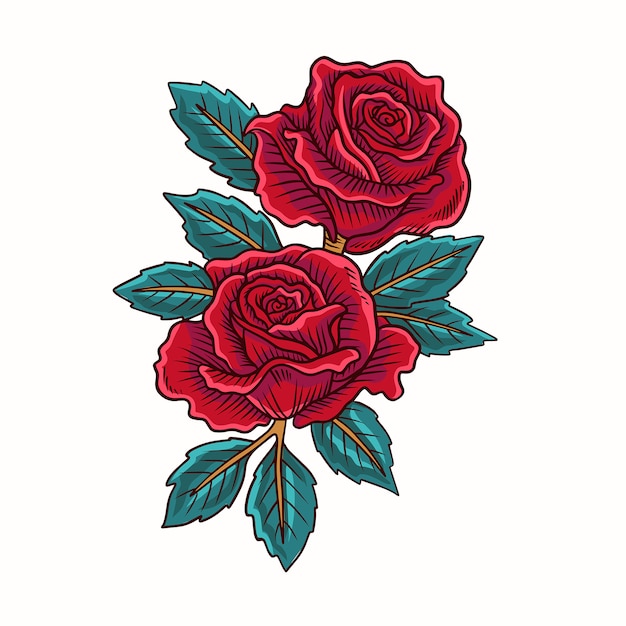Vettore Premium Fiore Rosso Rosa Vettoriale