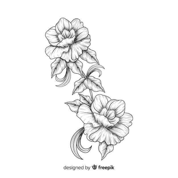 Fiori barocchi disegnati a mano Vettore gratuito