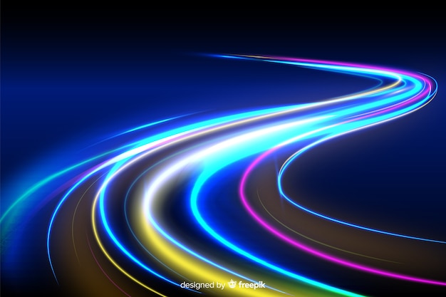 Fondo ondulato al neon variopinto della traccia della luce Vettore gratuito