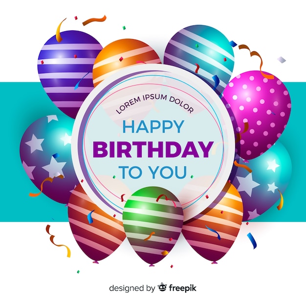 Fondo realistico del partito di buon compleanno Vettore gratuito