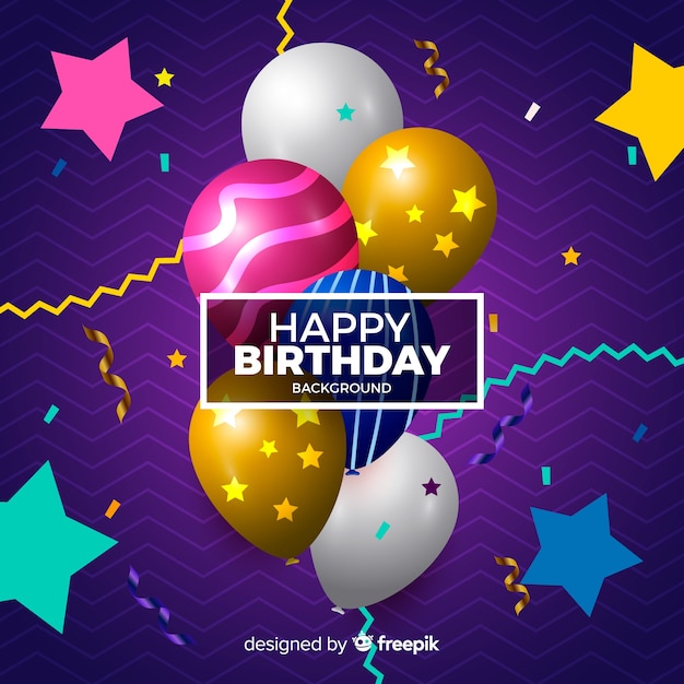 Fondo realistico del partito di buon compleanno Vettore gratuito
