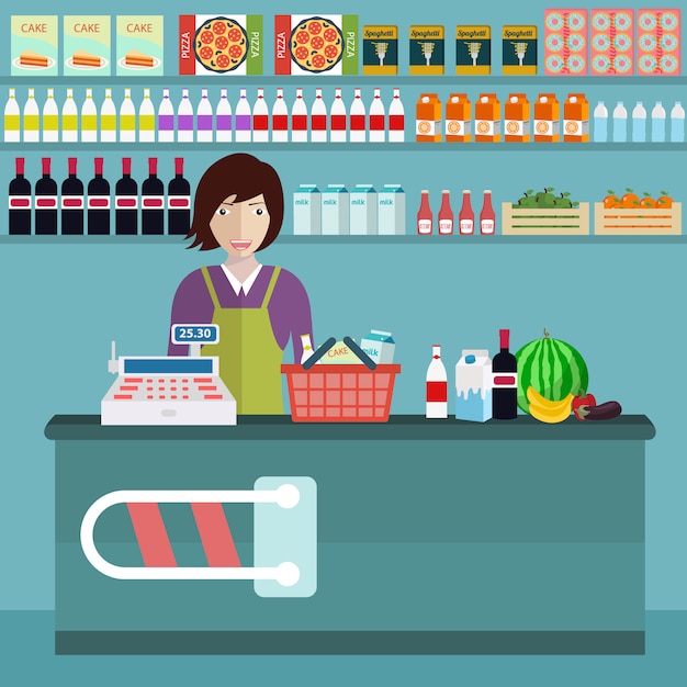 Food design negozio di sfondo Vettore gratuito