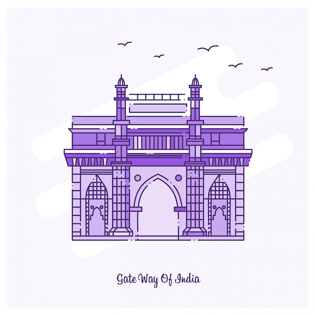 Gate way of india punto di riferimento Vettore Premium