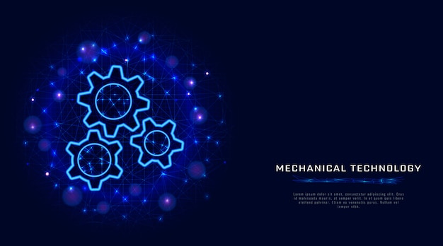 Gears. vector wireframe gear. tecnologia di ingegneria meccanica. Vettore Premium