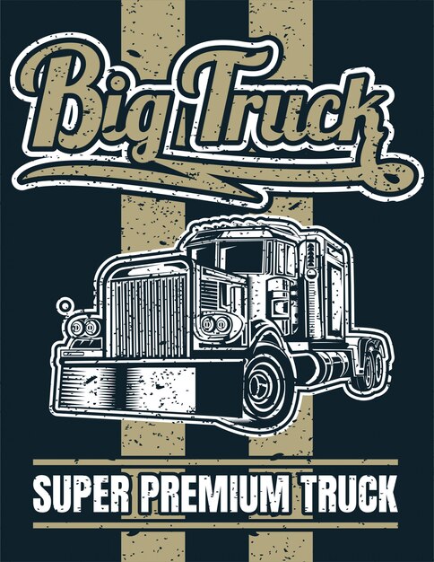 Grande poster vintage di camion Vettore Premium