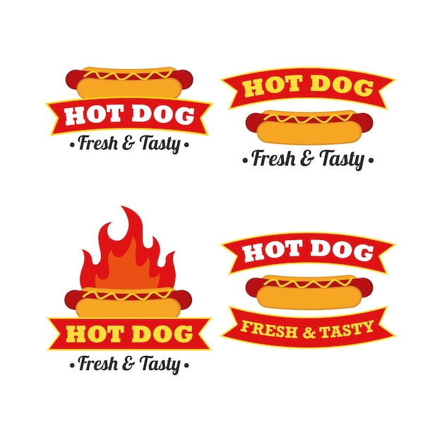 Hot dog logo design vector set Vettore Premium