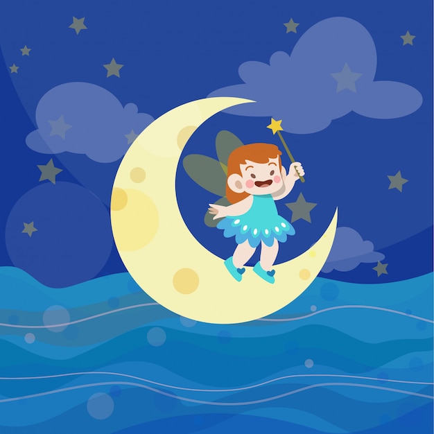 I bambini giocano nell'illustrazione di vettore dell'oceano Vettore Premium