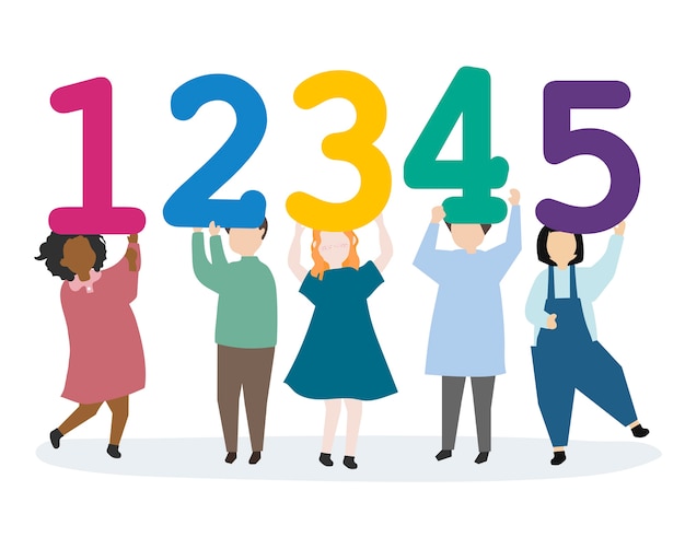 I bambini imparano numeri e matematica Vettore gratuito