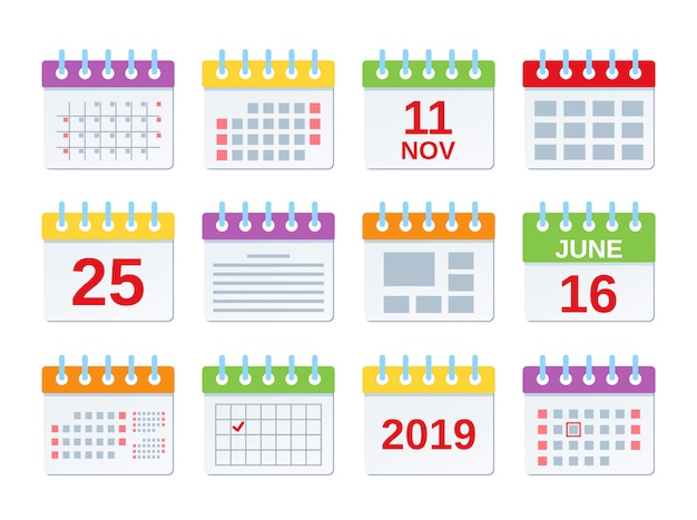 Icona Del Calendario Set Di Appuntamenti Annuali Modello Eventi Anno Vettore Premium