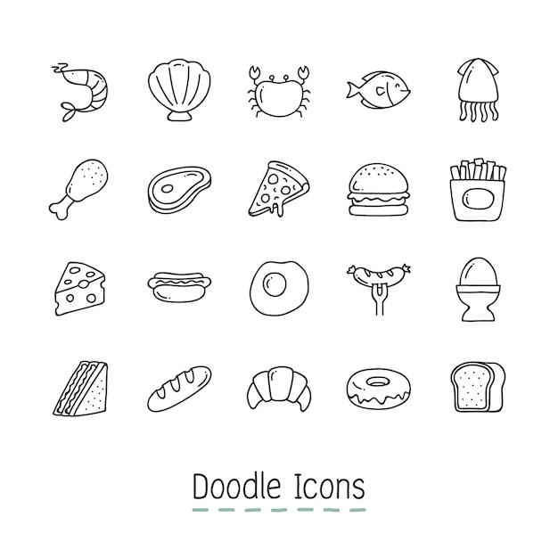 Icone Doodle Food. Vettore gratuito Icone Doodle Food. Vettore gratuito