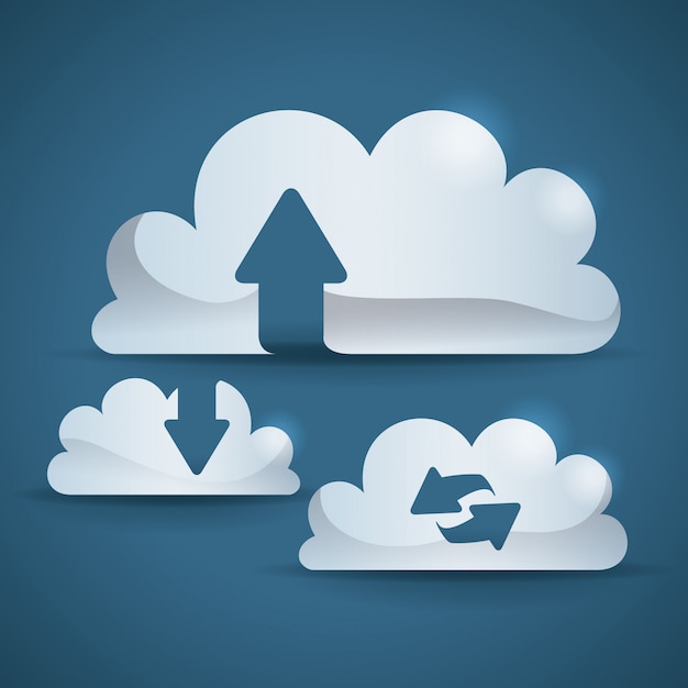 Il cloud computing design, illustrazione vettoriale. Vettore Premium