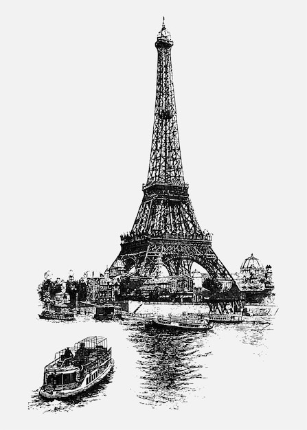Illustrazione d'epoca torre eiffel Vettore gratuito