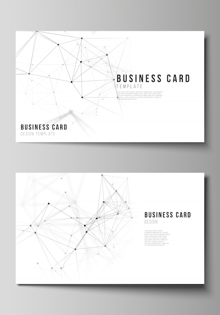 Illustrazione del layout modificabile di due modelli di design di biglietti da visita creativi. tecnologia, scienza, concetto medico. Vettore Premium