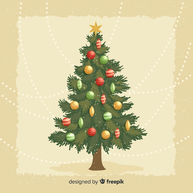 Immagini Natale Vintage Gratis.Illustrazione Di Albero Di Natale Vintage Vettore Gratis