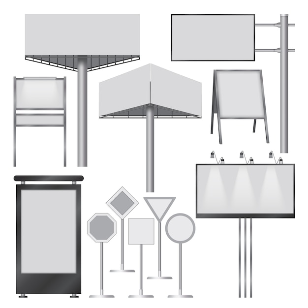 Illustrazione realistica di mockup banner all'aperto per il web Vettore Premium