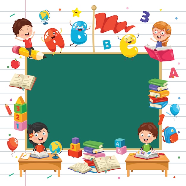 Illustrazione vettoriale del concetto di educazione dei bambini Vettore Premium
