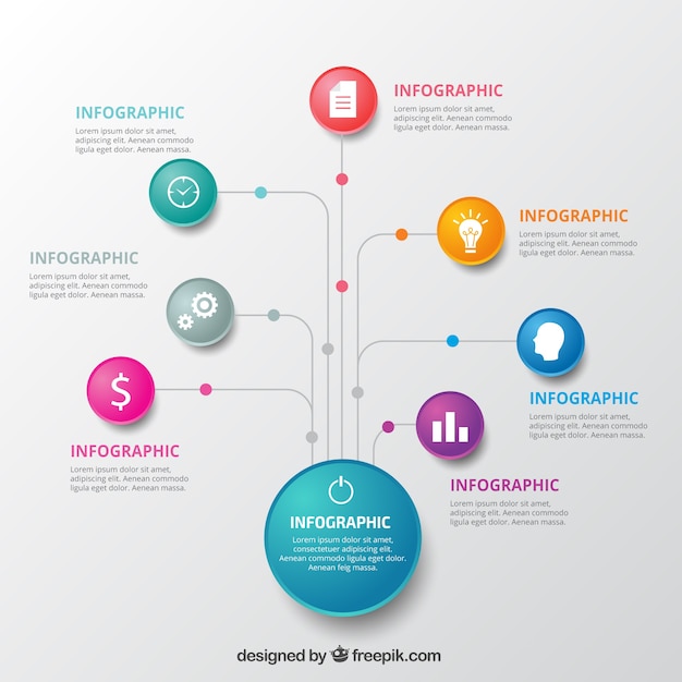 Infografica modello con cerchi colorati  Scaricare 