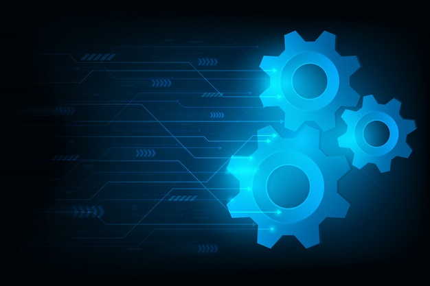 Ingranaggio futuristico del motore per il sistema per forward a future.vector e illustrazione Vettore Premium