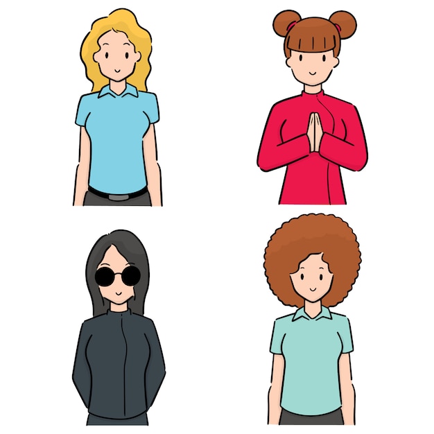 Insieme di donne Vettore Premium