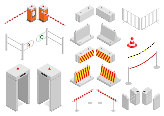 Insieme di elementi di sicurezza dell'infrastruttura Vettore Premium