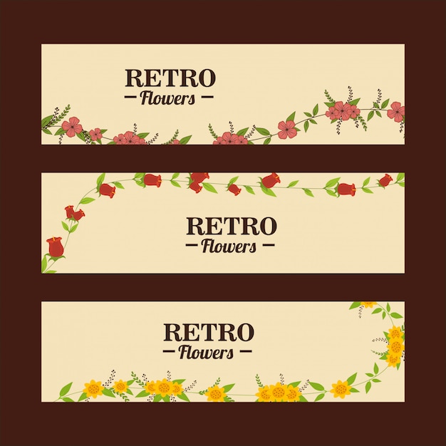 Insieme di modelli di banner fiori Vettore gratuito