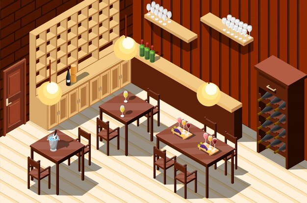Interno del ristorante del vino Vettore gratuito