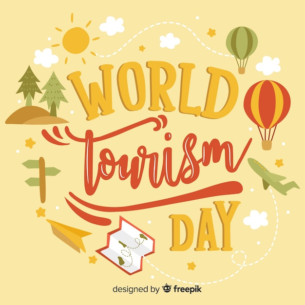 Iscrizione di giorno del turismo mondiale della natura Vettore gratuito